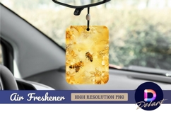 Honeybees floral illustration golden Air Freshener PNG Product Image 1