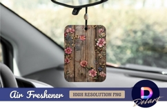 Pink flowers on rustic wood texture air freshener png Product Image 1