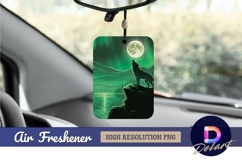 Howling wolf under aurora borealis full moon Air Freshener S Product Image 1