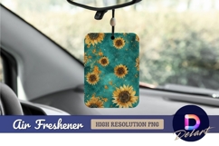 Sunflower pattern on teal abstract Air Freshener PNG Product Image 1