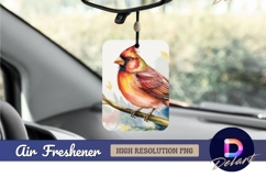 Watercolor cardinal bird perched on branch air freshener png Product Image 1