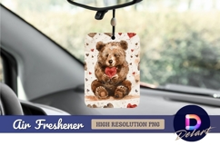 Watercolor bear holding heart with air freshener png Product Image 1
