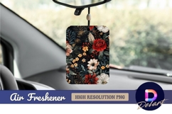 Dark floral pattern with red roses Air Freshener PNG Product Image 1