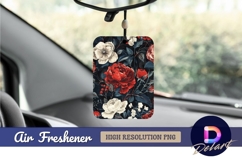 Dark floral pattern red and white roses Air Freshener PNG Product Image 1