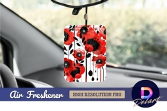 Red and black abstract floral pattern Air Freshener PNG Product Image 1