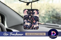 Unicorns and floral pattern Air Freshener PNG Product Image 1