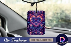 Psychedelic heart ornament art with swirls Air Freshener PNG Product Image 1