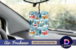 Winter town pattern on blue background Air Freshener PNG Product Image 1