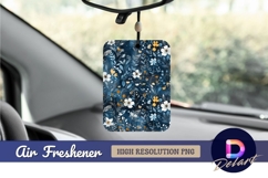 Floral pattern with blue and white flowers Air Freshener PNG Product Image 1