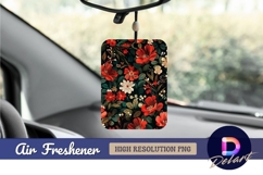 Dark floral background with red flowers Air Freshener PNG Product Image 1