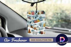 Whimsical winter village landscape Air Freshener PNG Product Image 1