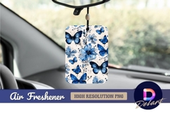 Blue butterflies and flowers watercolor Air Freshener PNG Product Image 1