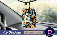 Blue orange floral pattern Air Freshener PNG Product Image 1