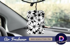 Black and white daisy flower pattern Air Freshener PNG Product Image 1