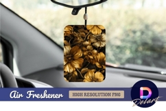 Golden floral pattern on black background Air Freshener PNG Product Image 1
