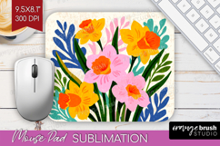 Daffodil Modern Floral Mouse Pad Sublimation Sping Flower Product Image 1