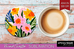 Daffodil Modern Floral Round Coaster Sping Flower Coaster Product Image 1