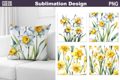 Spring Flowers Pillow | Daffodil Sublimation Product Image 1