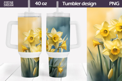 Watercolor Daffodils Tumbler PNG | Spring Floral Wrap Product Image 1