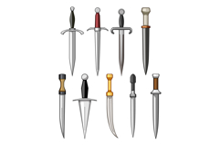 Daggers and short swords weapon collection illustration Product Image 1