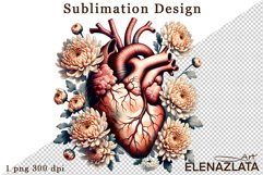 Watercolor dahlia flowers heart clipart, flowers Sublimation Product Image 1