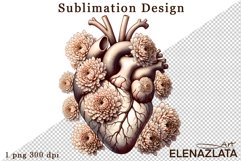 Watercolor dahlia flowers heart clipart, flowers Sublimation Product Image 1