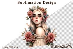 Watercolor dahlia girl flowers clipart, flowers Sublimation Product Image 1