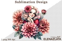 Watercolor dahlia flowers clipart, flowers Sublimation Product Image 1