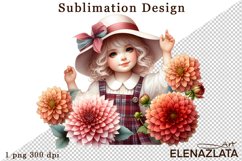 Watercolor dahlia girl flowers clipart, flowers Sublimation Product Image 1