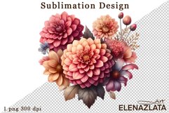 Watercolor dahlia flowers clipart, flowers Sublimation Product Image 1