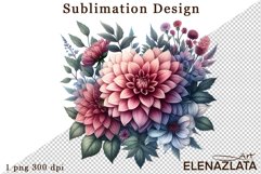Watercolor dahlia flowers clipart, flowers Sublimation Product Image 1