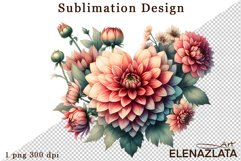 Watercolor dahlia flowers clipart, flowers Sublimation Product Image 1