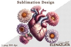 Watercolor dahlia flowers heart clipart, flowers Sublimation Product Image 1