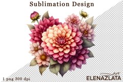 Watercolor dahlia flowers clipart, flowers Sublimation Product Image 1