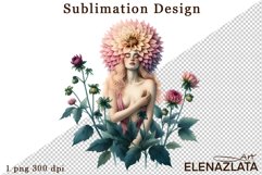 Watercolor dahlia girl flowers clipart, flowers Sublimation Product Image 1