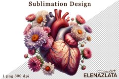 Watercolor dahlia flowers heart clipart, flowers Sublimation Product Image 1