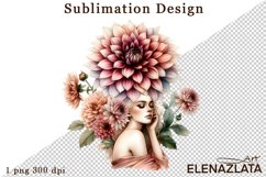 Watercolor dahlia girl flowers clipart, flowers Sublimation Product Image 1