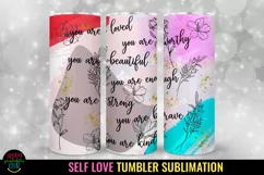 Daily Affirmation Tumbler Sublimation I Self Love 20 Oz Tumbler PNG I Mental Health Tumbler Sublimation