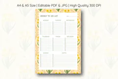 Daffodil Flower Weekly To Do List Template | To do list Product Image 1