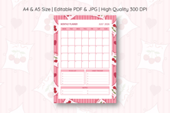 Cherry Coquette Heart Stripe Monthly Planner For July 2026 Product Image 1