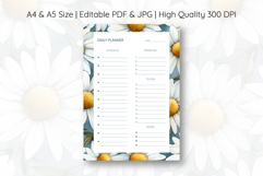 Watercolor Daisy Flower Daily Planner | Daily Planner Product Image 1