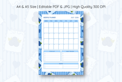 Blueberry Coquette Stripe Monthly Planner For July 2026 Product Image 1