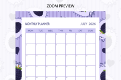 Blackberry Coquette Stripe Monthly Planner For July 2026 Product Image 3
