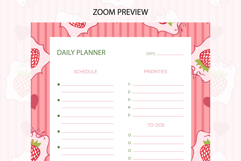 Strawberry Coquette Stripe Daily Planner | Daily Planner Product Image 3