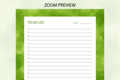 Watercolor Green Splash To Do List Template | To do list Product Image 3