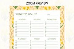 Daffodil Flower Weekly To Do List Template | To do list Product Image 2