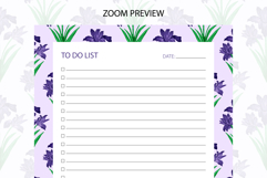 Watercolor Iris Flower To Do List Template | To do list Product Image 3