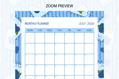 Blueberry Coquette Stripe Monthly Planner For July 2026 Product Image 3