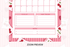 Cherry Coquette Heart Stripe Monthly Planner For July 2026 Product Image 4