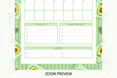 Avocado Coquette Heart Stripe Monthly Planner For July 2026 Product Image 4